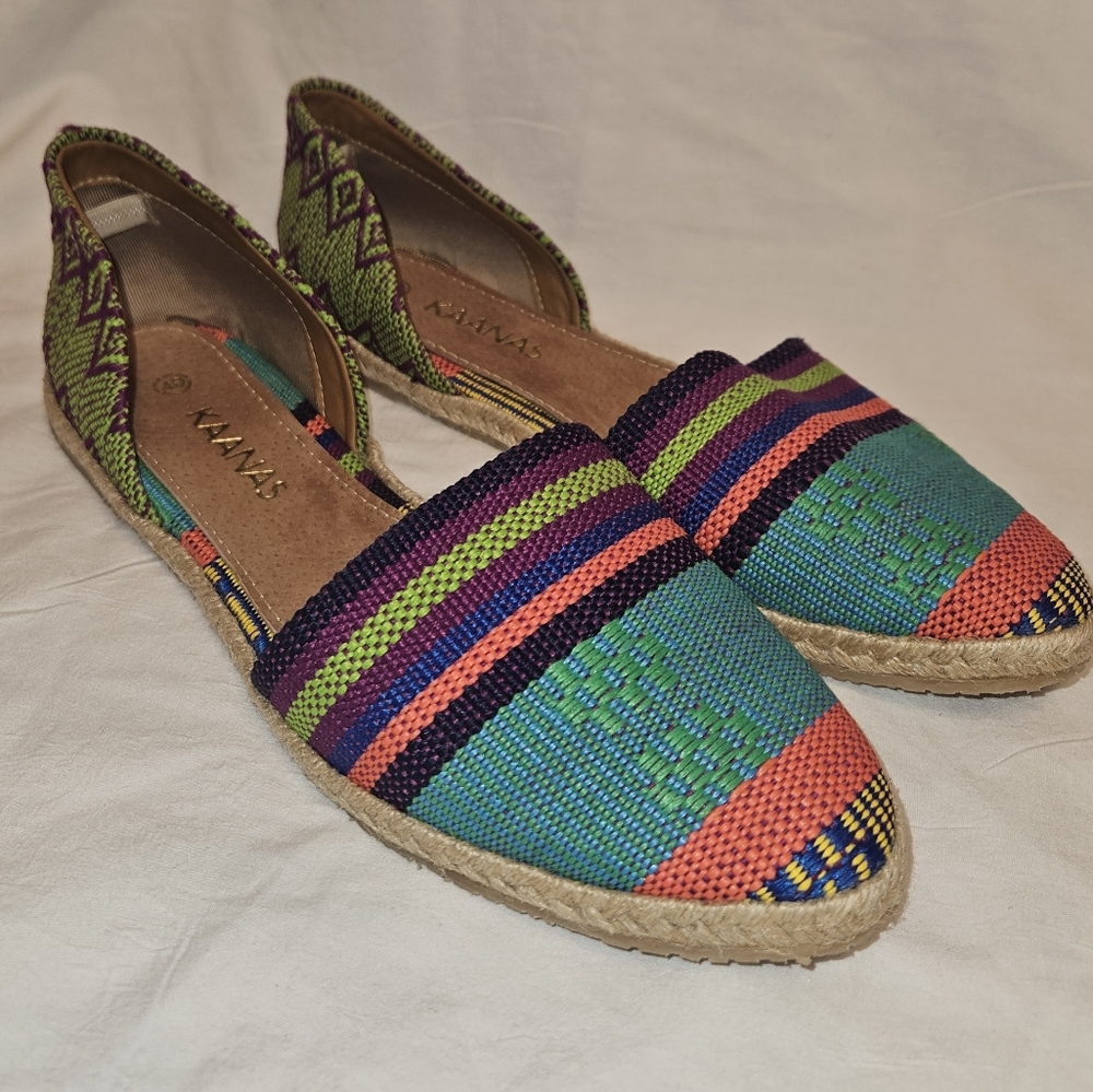 Kaanas 40 Women's Size 9M Shoes  Colorful Striped Knit Comfort Espadrille Flats